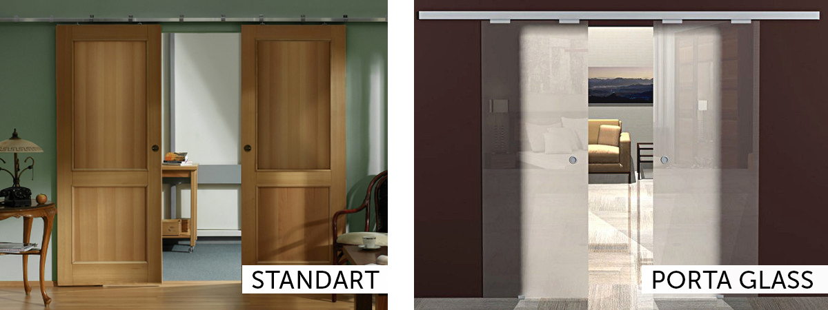 Подвесные беспороговые системы раздвижных дверей Standart и Portal Glass
